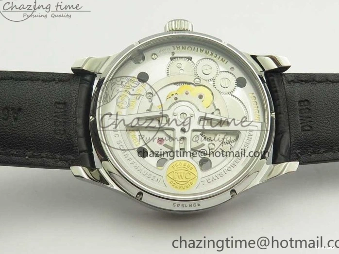 MIROTIME 1218 Efficient Portuguese Tourbillon IW5463 SS ZF Best Edition White Dial on Black Leather Strap 7170